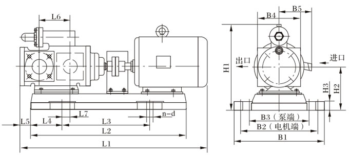  3G42×4三螺（luó）杆泵（bèng）外形及安裝（zhuāng）尺寸 